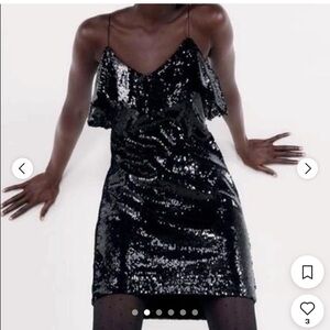 Zara Black Sequin Spaghetti strap dress